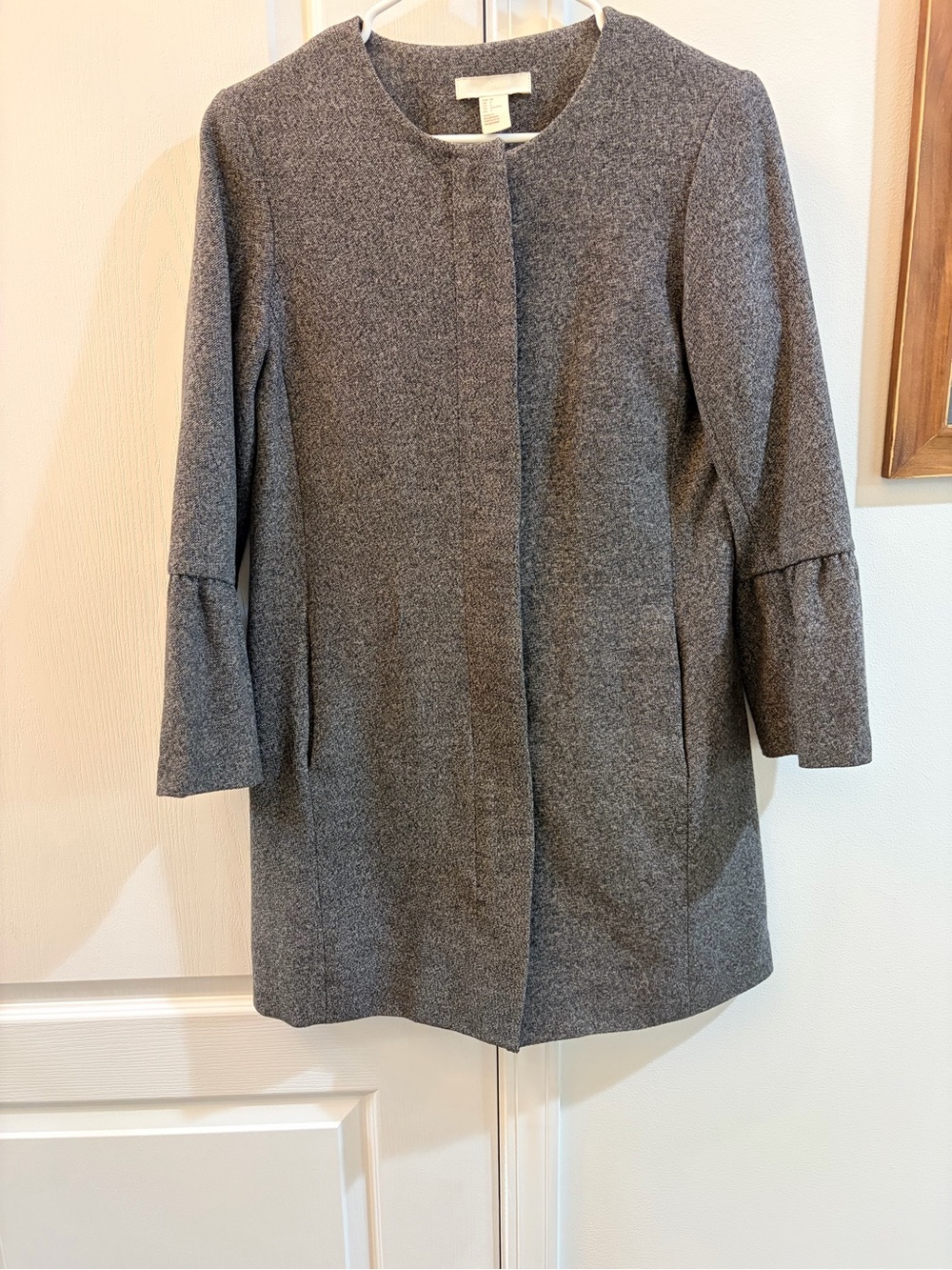 H&M Gray Bell Sleeve Long-Sleeve Dress